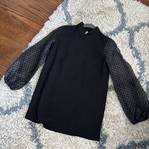 River Island Black Minidress with Puffy Polka Dot Sleeves